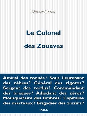 cover image of Le Colonel des Zouaves